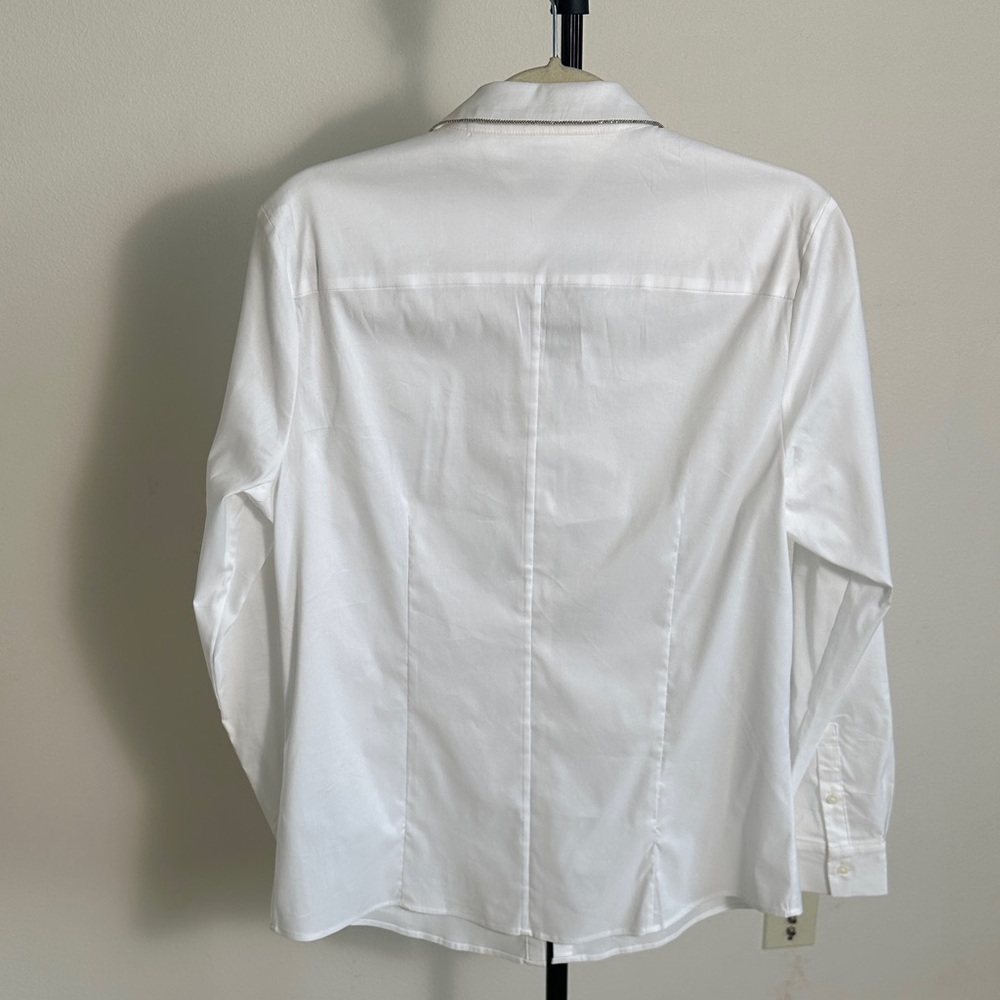 Tommy Hilfiger White Blouse with Gray Trim - Picture 7 of 7